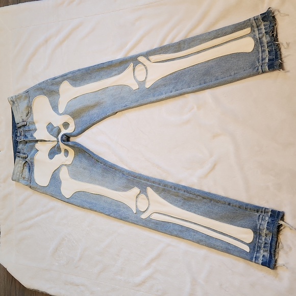 MNML Other - mnml Skeleton Frayed Straight Leg Jeans Light Wash Size 29 x 34